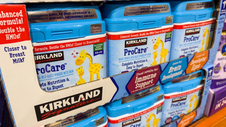 Display full of Kirkland Signature ProCare baby formula