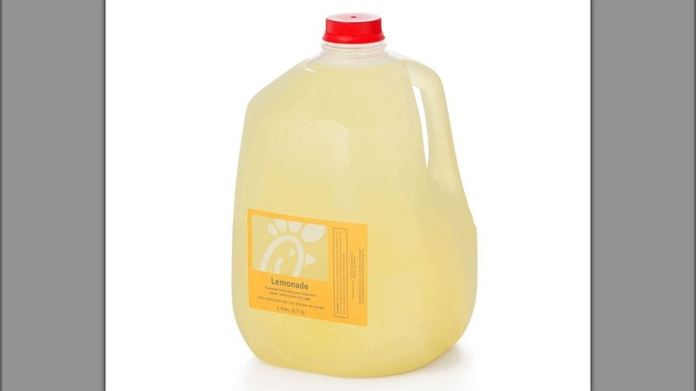 A gallon jug of Chick-fil-A lemonade
