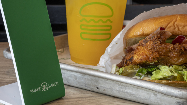 Shake Shack's chicken sandwich and drink 