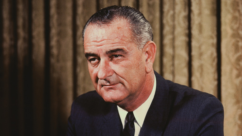 Portrait of U.S. President Lyndon B. Johnson in a blue suit
