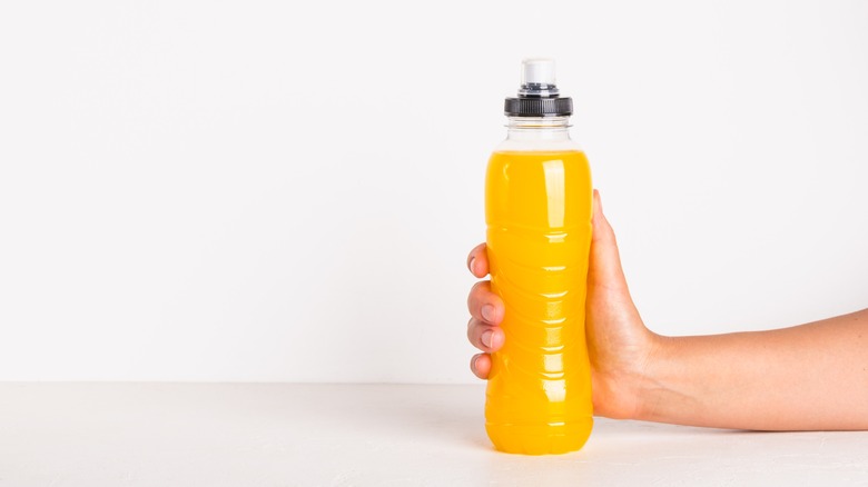 Bottle of orange sports drink