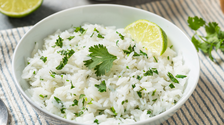 Prepared bowl of cilantro lime rice