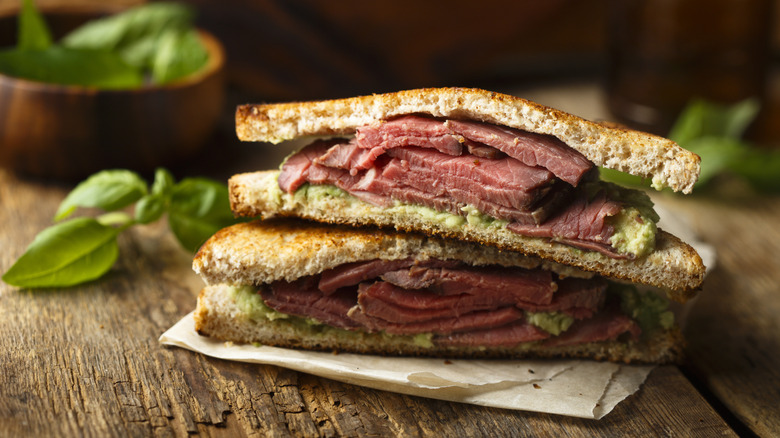 Homemade roast beef sandwich