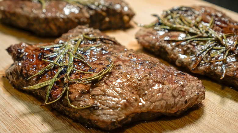 seared minute steak with rosemary
