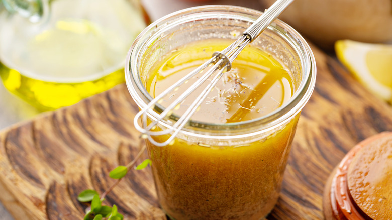 jar of homemade vinaigrette