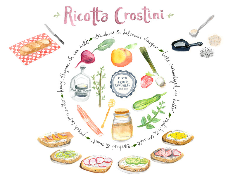 Illustrated Guide: How To Make A Ricotta Crostini, Plus 5 Essential Toppings