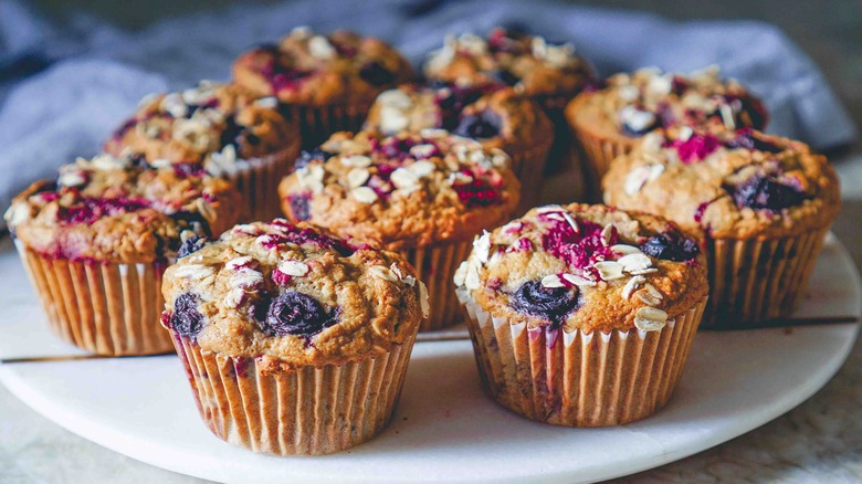 blueberry and raspberry muffins