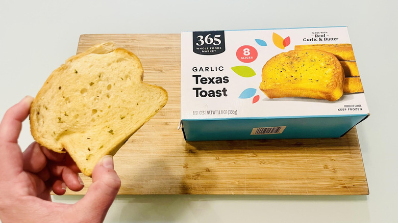 365 brand garlic texas toast in hand