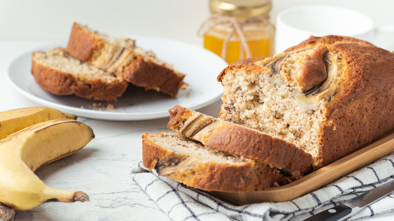 Sliced banana bread 