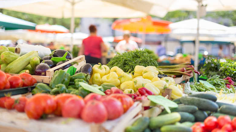 Summer produce at a farm stand