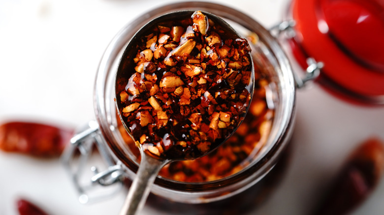 Chili crisp in a jar