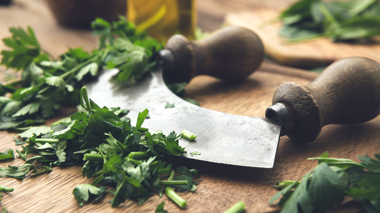 Mezzaluna with herbs