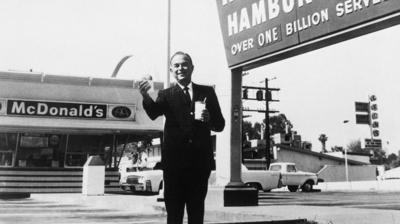 An old photograph of Ray Kroc at McDonald's