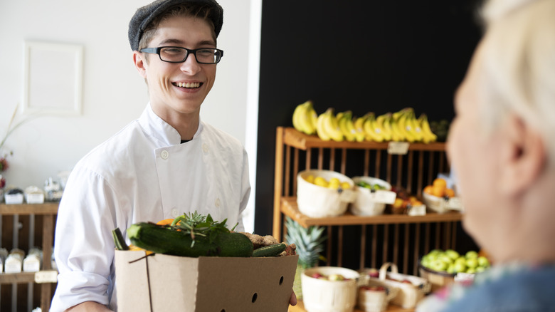 chef buying groceries