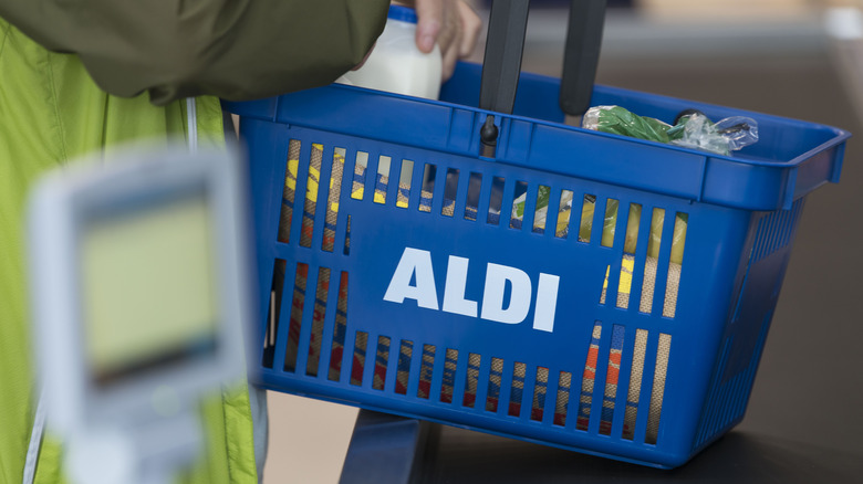 aldi basket full of groceries