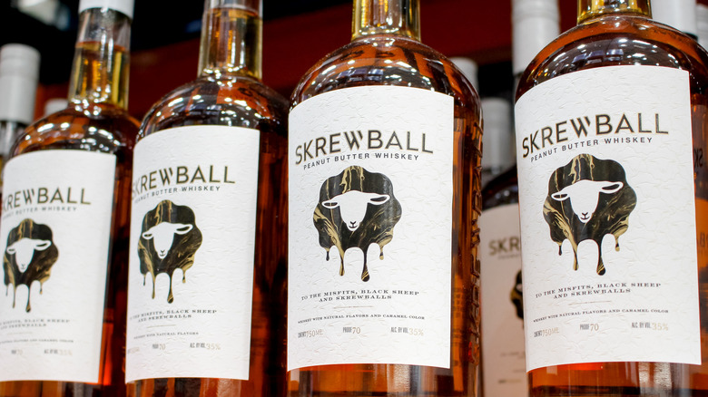 Bottles of Skrewball peanut butter whiskey