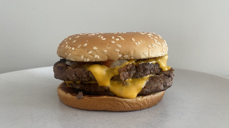 McDonald's burger served with melted cheese