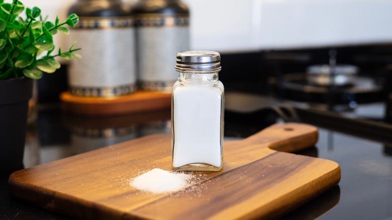 table salt on a cutting board