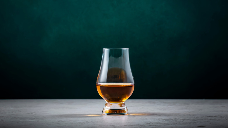 A Glencairn glass of single malt Scotch whisky.
