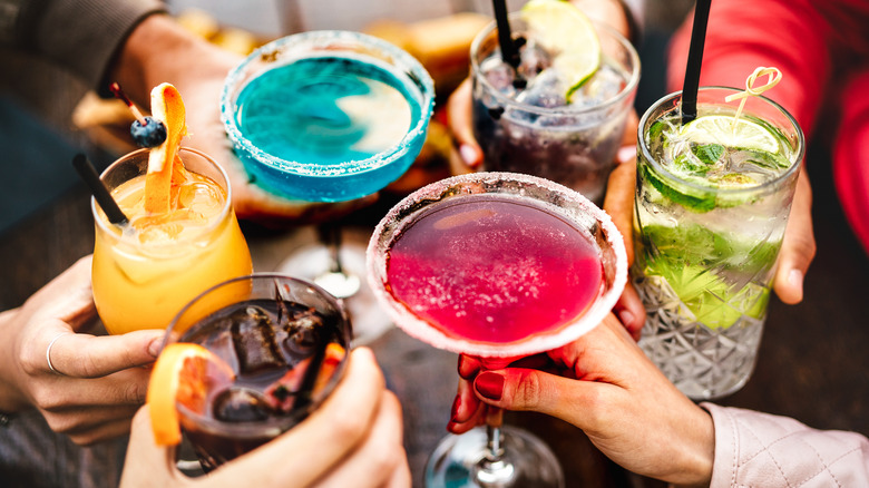 colorful selection of sweet cocktails