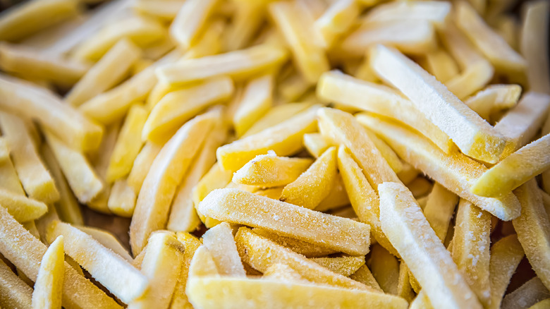 A gaggle of frozen french fries