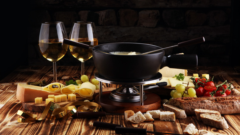 Swiss style fondue dinner
