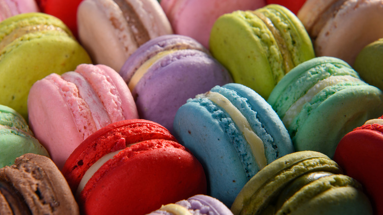 A variety of different colored macarons