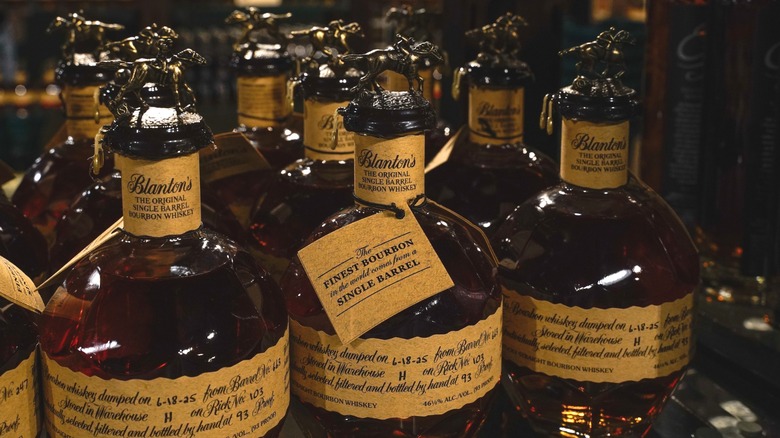 Bottles of Blanton's bourbon.