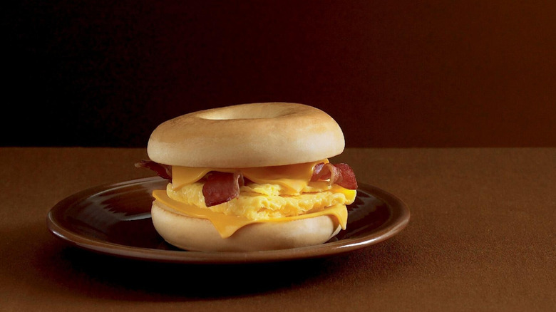 Bacon, egg and cheese bagel sandwich