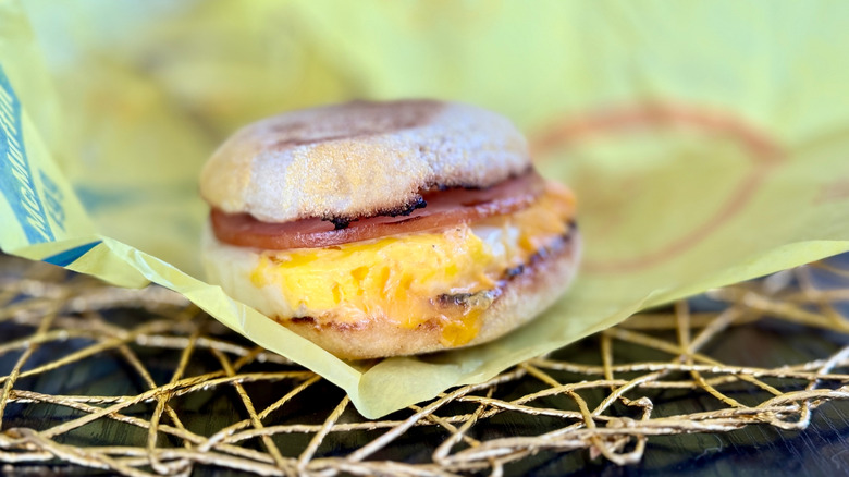 Egg McMuffin on yellow wrapper