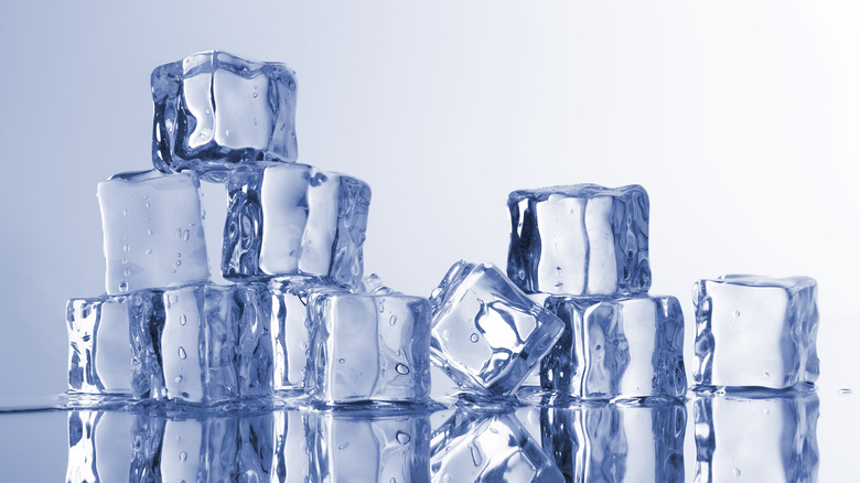 Ice cubes stacked