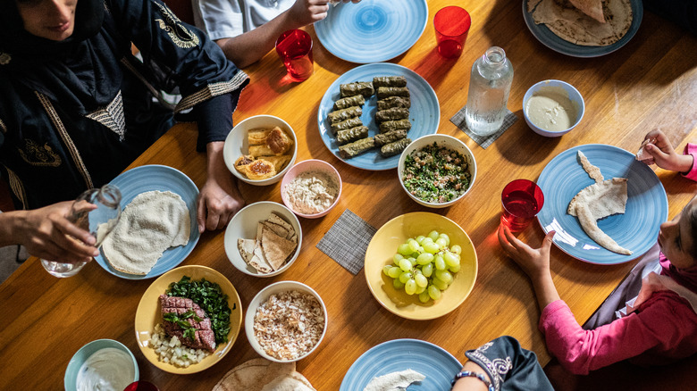 bird's eye view of group meal during ramadan