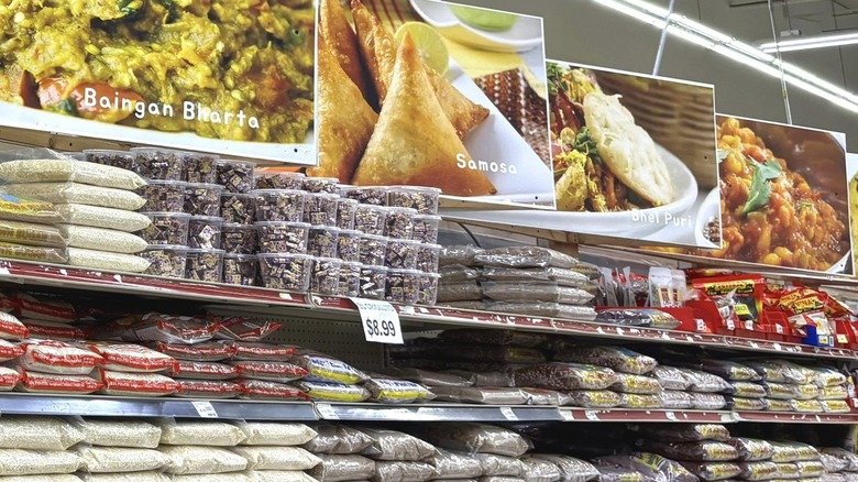 Indian food section at Saraga International Grocery