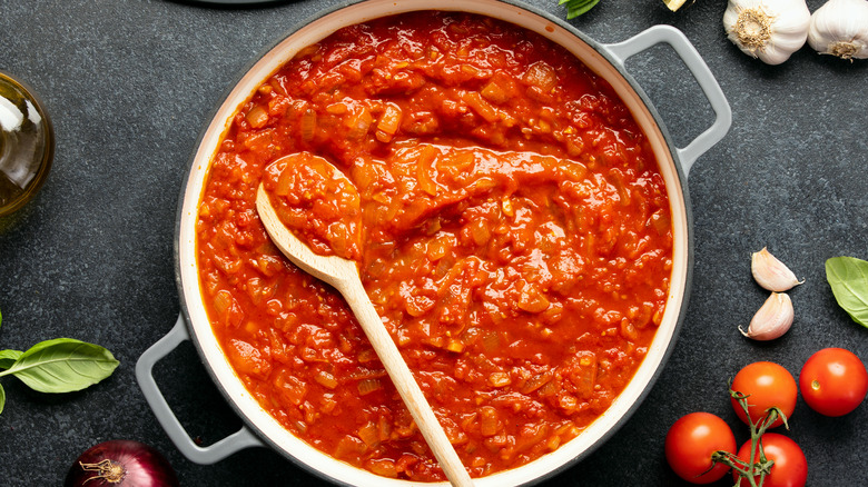 Tomato sauce in pan