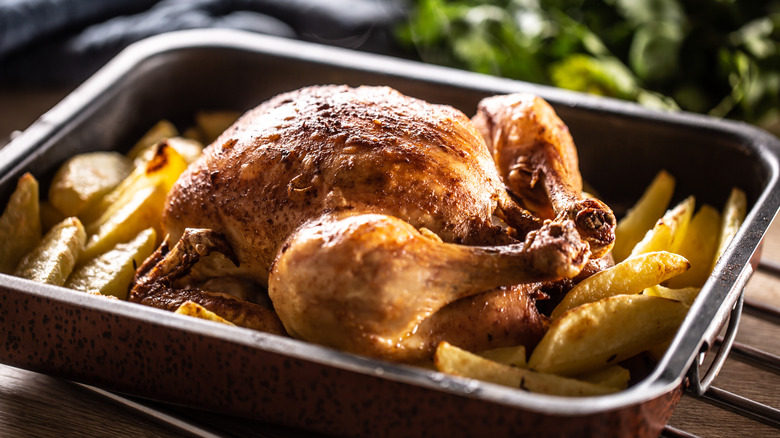 Crispy baked chicken with potatoes