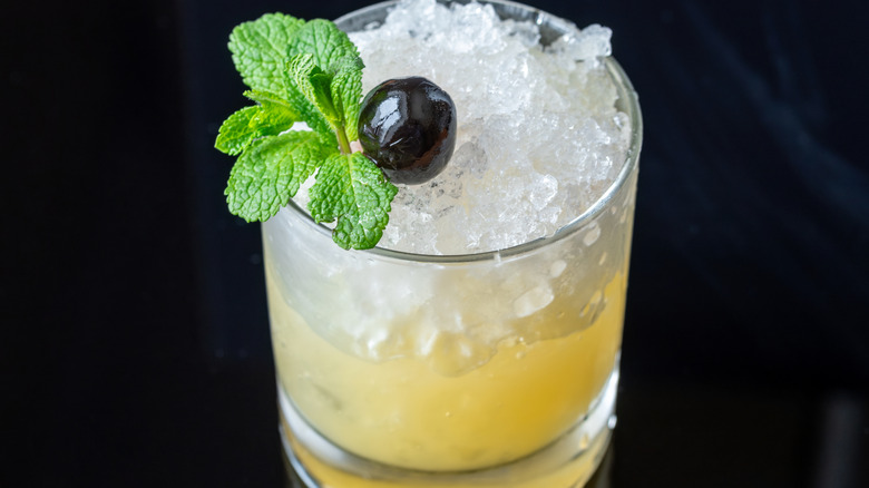 Jet pilot cocktail garnished with mint