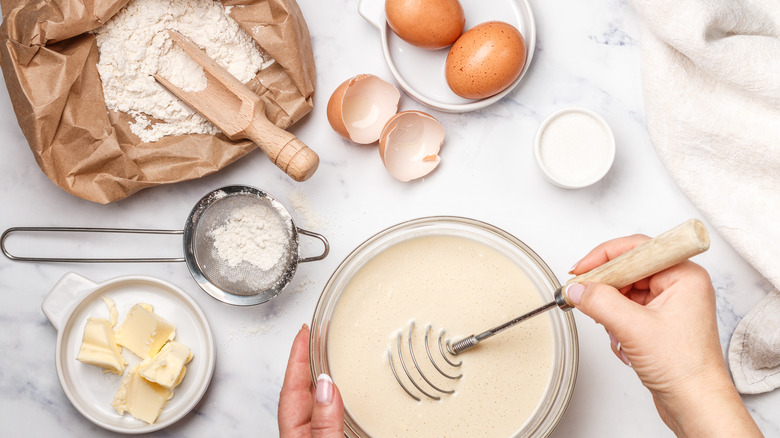 making cake batter
