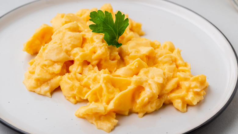 soft scrambled eggs on a plate