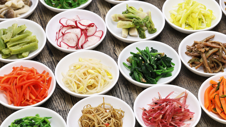 many varieties of korean banchan