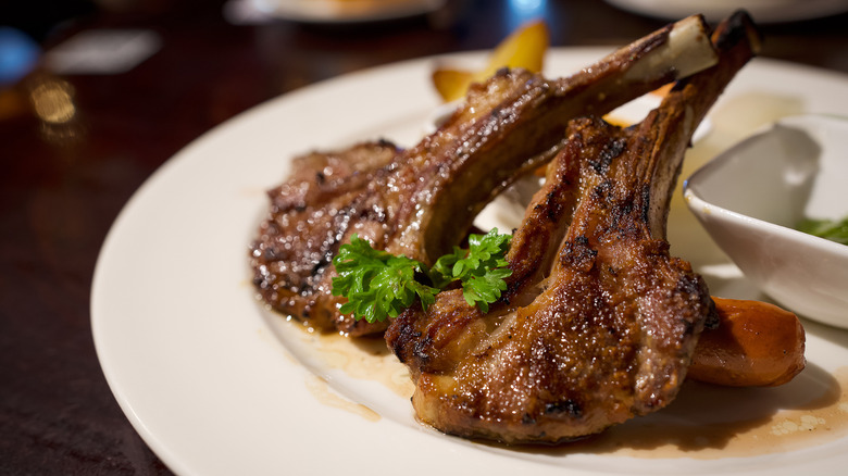 Lamb in mint sauce