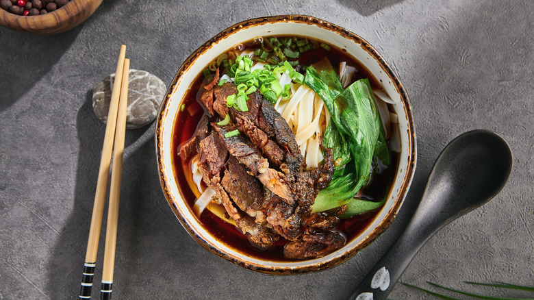 A bowl of brisket-topped ramen.
