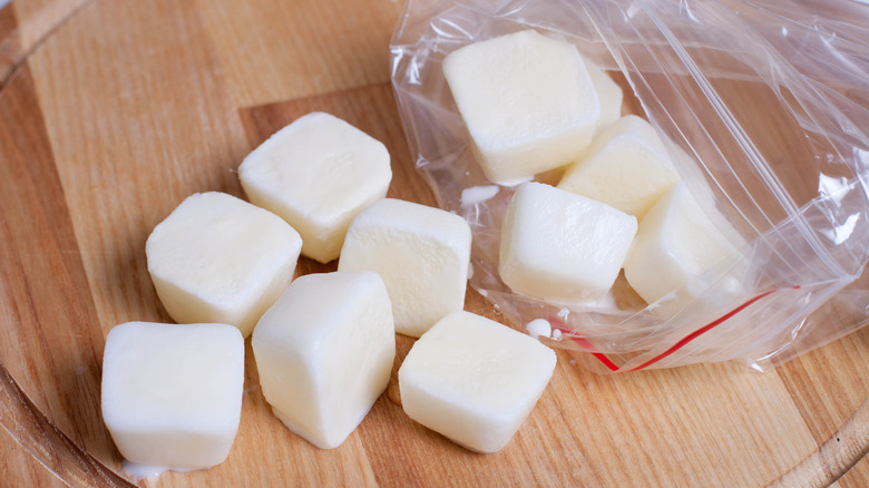 frozen cubes of coffee creamer
