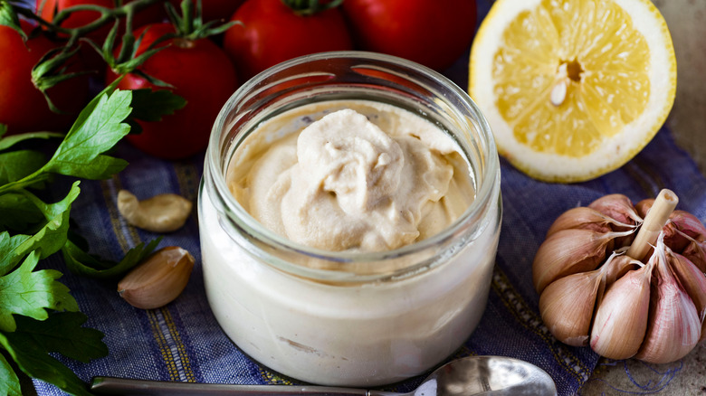 Cashew cream, lemon, and garlic