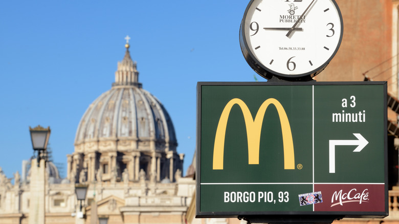 A McDonald's sign outside in Rome.