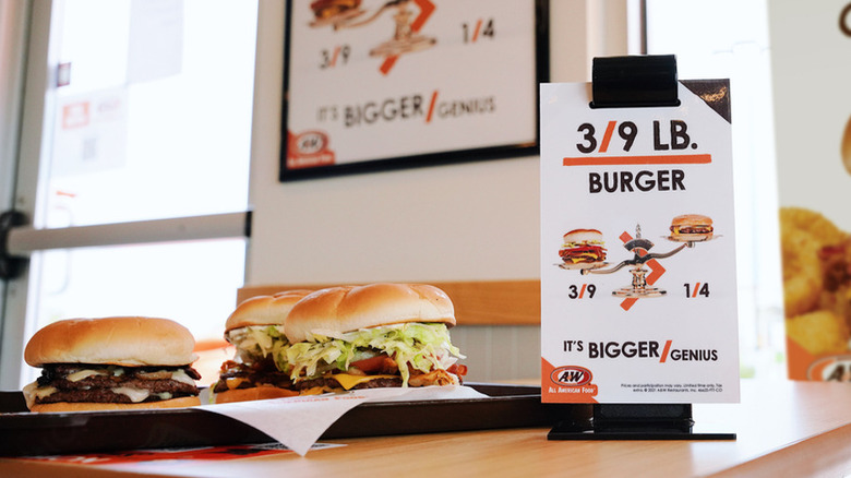 Promotional photo of the 3/9 burger from A&W
