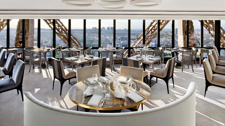 Interior of Le Jules Verne restaurant