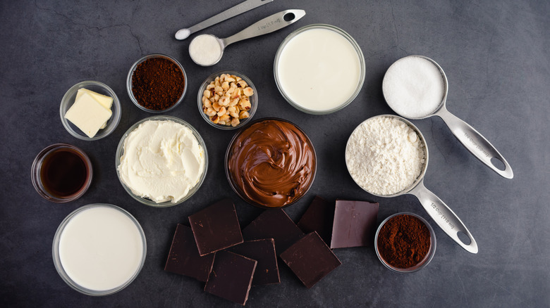 assorted baking ingredients in measuring cups