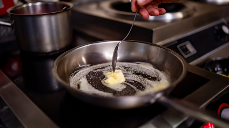Heating butter in a pan