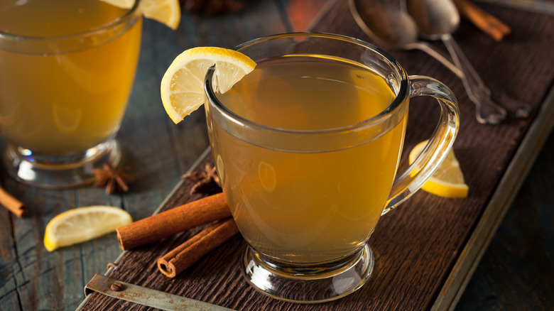 hot toddys in clear mugs