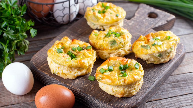 egg bites on wooden board